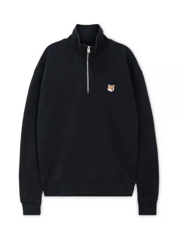 Men s Fox Head Black Half Zip Up Sweatshirt MM00314KM0001 BK 1157219 - MAISON KITSUNE - BALAAN 1