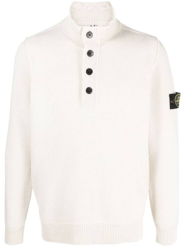 Wappen Patch Button Knit Top Ivory - STONE ISLAND - BALAAN 2