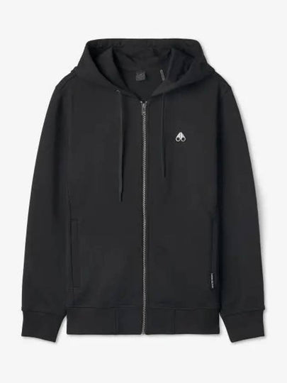 Dundas Logo Patch Cotton Zip Up Hoodie Black - MOOSE KNUCKLES - BALAAN 2