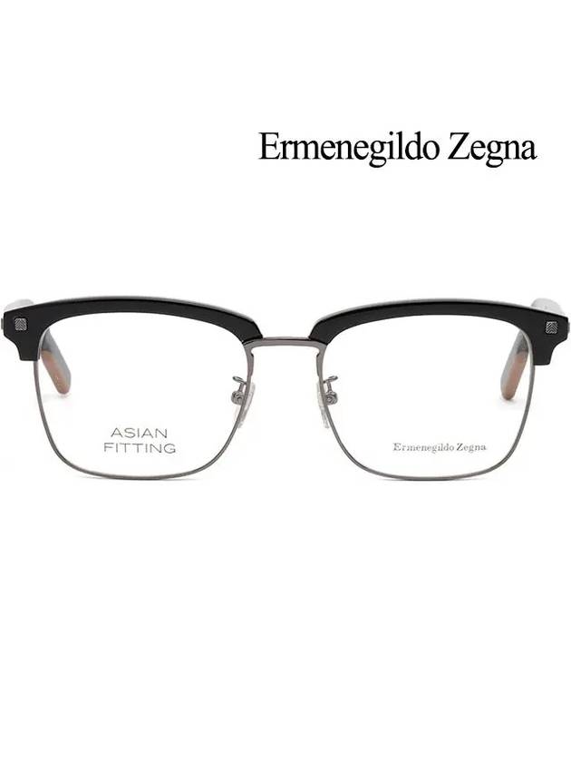 Zegna Glasses Frame EZ5139F 001 Square Lower Gold Frame Half Horn Frame - ERMENEGILDO ZEGNA - BALAAN 3