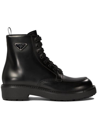 Brushed Leather Ankle Boots Black - PRADA - BALAAN 1