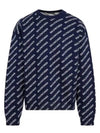 Allover Logo Crew Sweatshirt Navy - BALENCIAGA - BALAAN 2