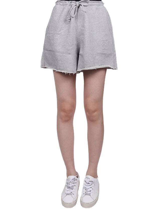 Isoli Logo Drawstring Shorts Grey - GANNI - BALAAN 3