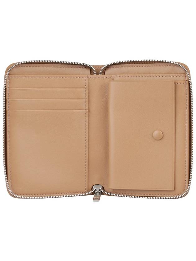 Zip-up Around Leather Card Wallet Beige Brown - JIL SANDER - BALAAN 6