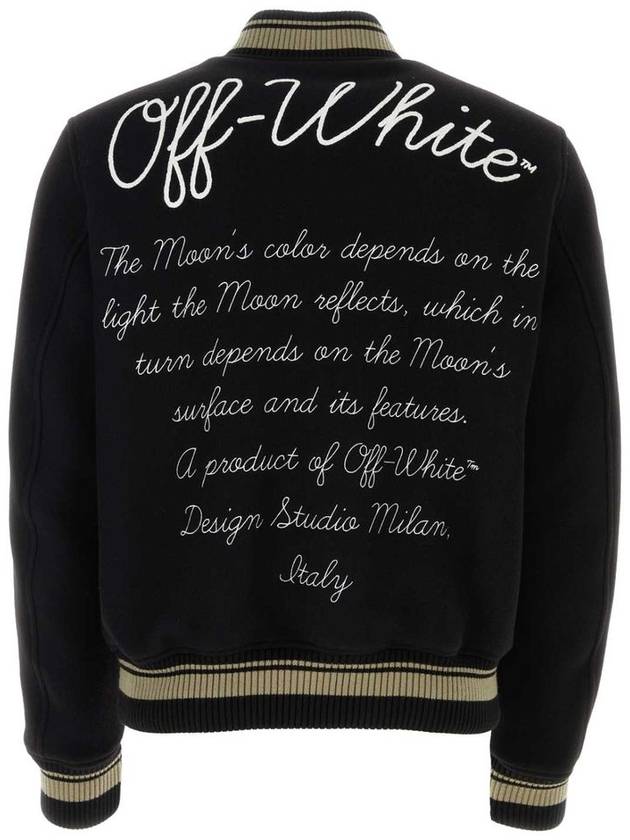 Moon Phase Varsity Bomber Jacket Black - OFF WHITE - BALAAN 3