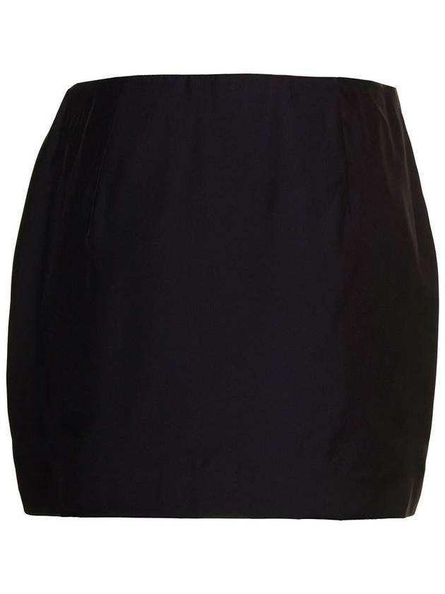 'Anjo' Black Miniskirt With Dramatic Side Draping Detail In Silk Woman Gauge81 - GAUGE81 - BALAAN 2