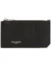 Lizard Pattern Embossed Fragment Zipper Card Wallet Black - SAINT LAURENT - BALAAN 2