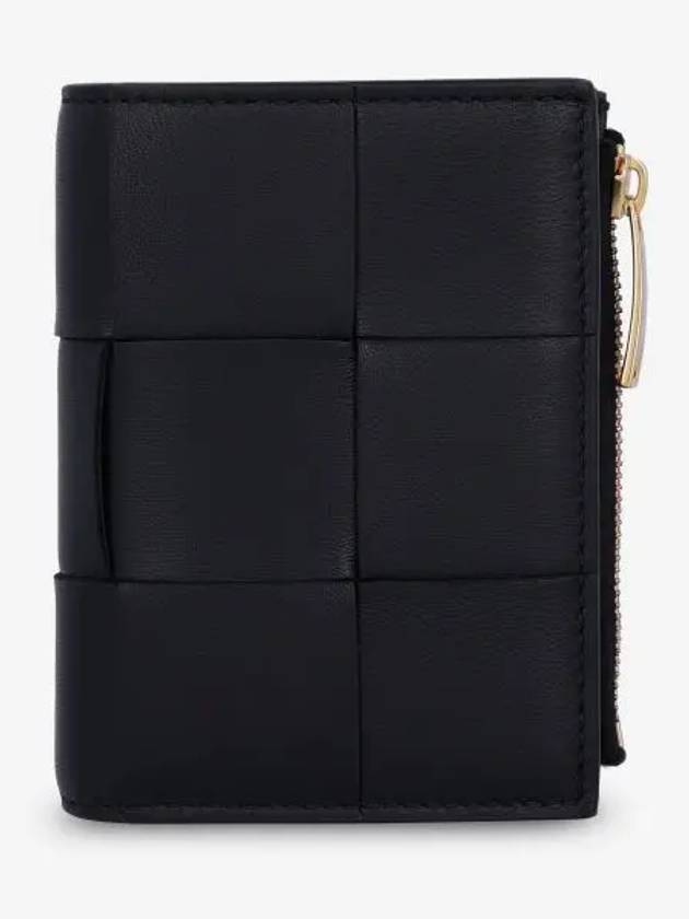 Cassette Zipper Bifold Half Wallet Black - BOTTEGA VENETA - BALAAN 2