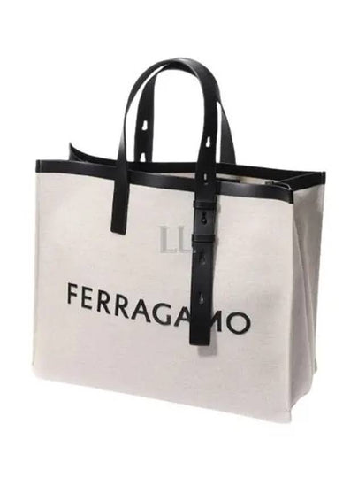 Signature Canvas Tote Bag Natural - SALVATORE FERRAGAMO - BALAAN 2