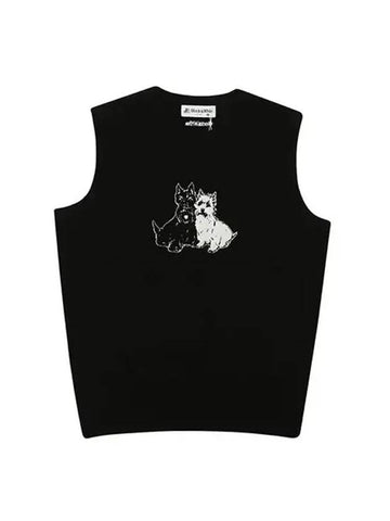 terrier point vest knit top black - BLACK&WHITE - BALAAN 1