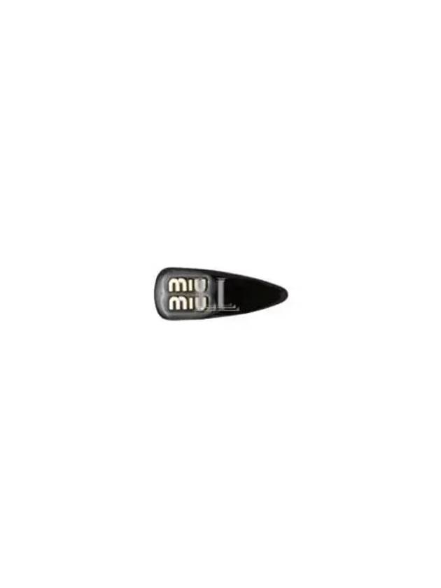 Logo Patent Leather Hair Clip Black - MIU MIU - BALAAN 2