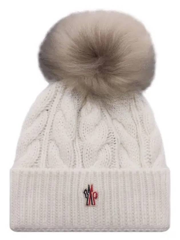 Women s Grenoble Logo Pom Wool Cashmere Beanie 3B00011 A0069 002 24F 1215691 - MONCLER - BALAAN 1