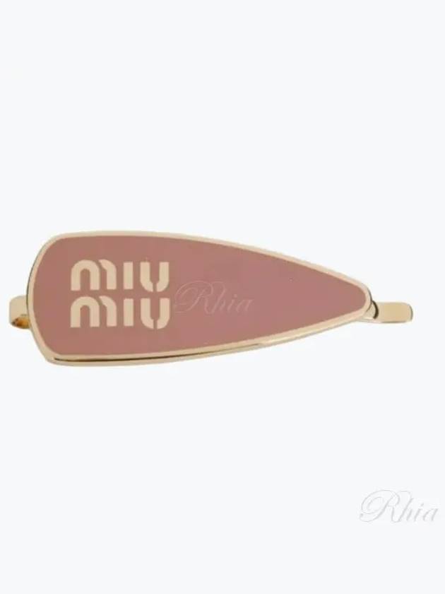 Engraved Logo Enamel Hair Clip Pink - MIU MIU - BALAAN 2