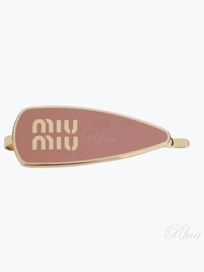 Engraved Logo Enamel Hair Clip Pink - MIU MIU - BALAAN 2