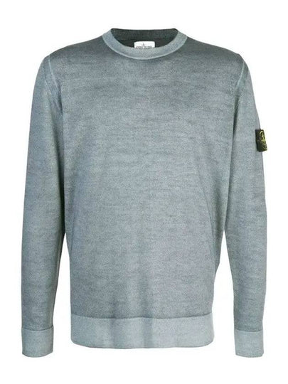 Wappen Patch Round Wool Knit Top Grey Blue - STONE ISLAND - BALAAN 2