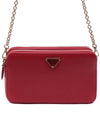 Saffiano Gold Triangular Logo Mini Chain Shoulder Bag Red - PRADA - BALAAN 2