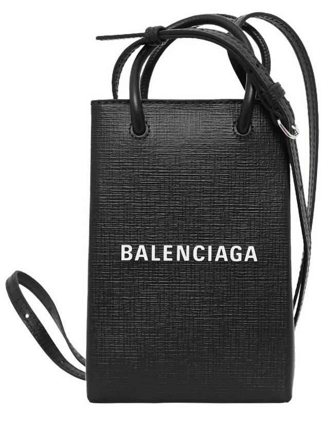 Logo Leather Phone Holder Mini Bag Black - BALENCIAGA - BALAAN 2