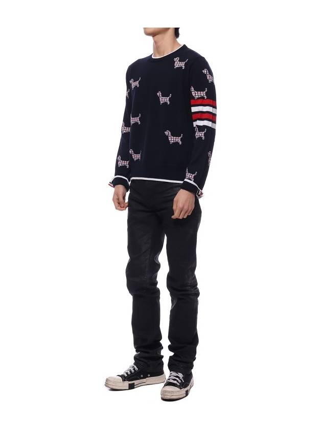 4-Bar Relaxed Hector Pullover Wool Knit Top Navy - THOM BROWNE - BALAAN 5