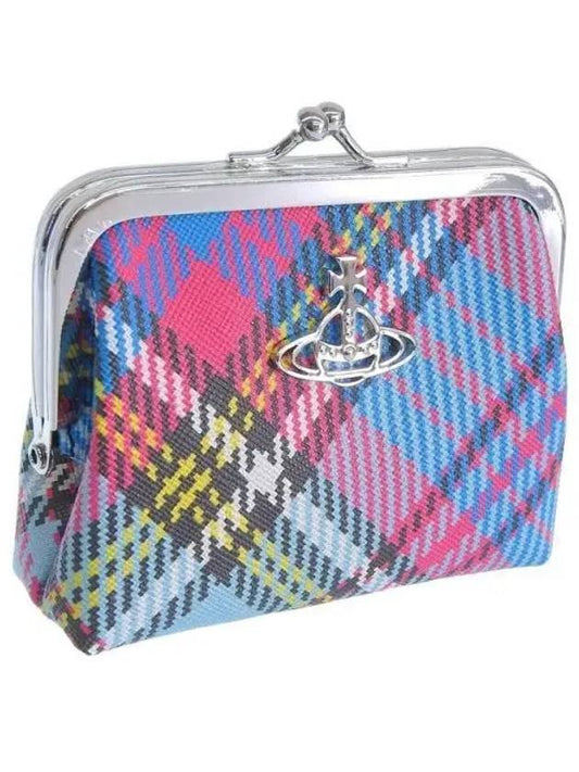 Biogreen Saffiano Printed Derby Frame Coin Wallet Mackendy Tartan - VIVIENNE WESTWOOD - BALAAN 2