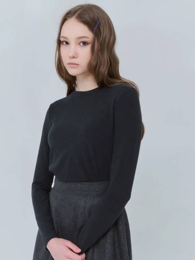 Wool Rayon Round Tee Dark Gray 914 - VOYONN - BALAAN 5