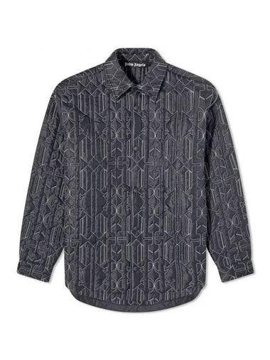 Monogram Quilted Overshirt Gray PMEA251E23FAB0011103 - PALM ANGELS - BALAAN 1