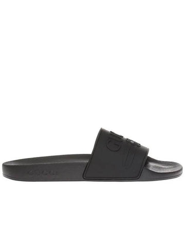 embossed logo rubber slippers black - GUCCI - BALAAN.