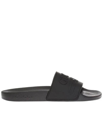 Embossing Logo Rubber Slippers Black - GUCCI - BALAAN 1