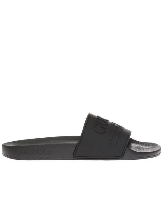 embossed logo rubber slippers black - GUCCI - BALAAN 1