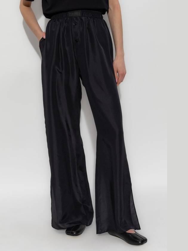 MM6 Maison Margiela Loose-fitting Silk Trousers, Women's, Black - MAISON MARGIELA - BALAAN 3