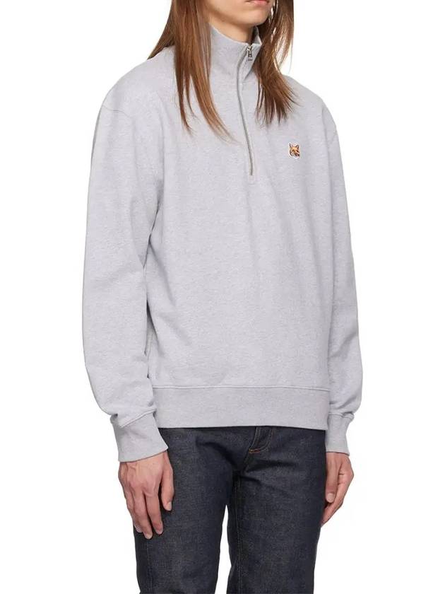 Fox Head Patch Half Zipper Sweatshirt Light Grey Melange - MAISON KITSUNE - BALAAN 3