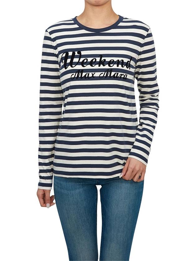 Quinoa Logo Print Long Sleeve T-Shirt Ivory Blue - MAX MARA - BALAAN 5