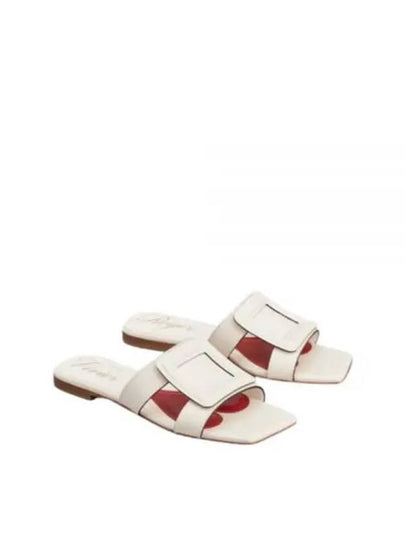 Stitched Buckle Leather Mules Off White - ROGER VIVIER - BALAAN 2