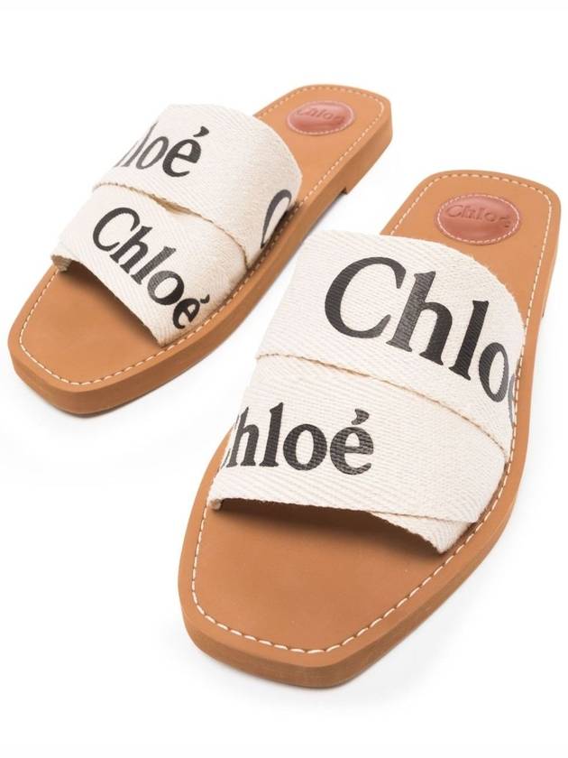 Woody Logo Flat Mule Slippers White - CHLOE - BALAAN 3