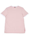 Women's Melange Jersey Ringer Short Sleeve T-Shirt Light Pink - THOM BROWNE - BALAAN 3