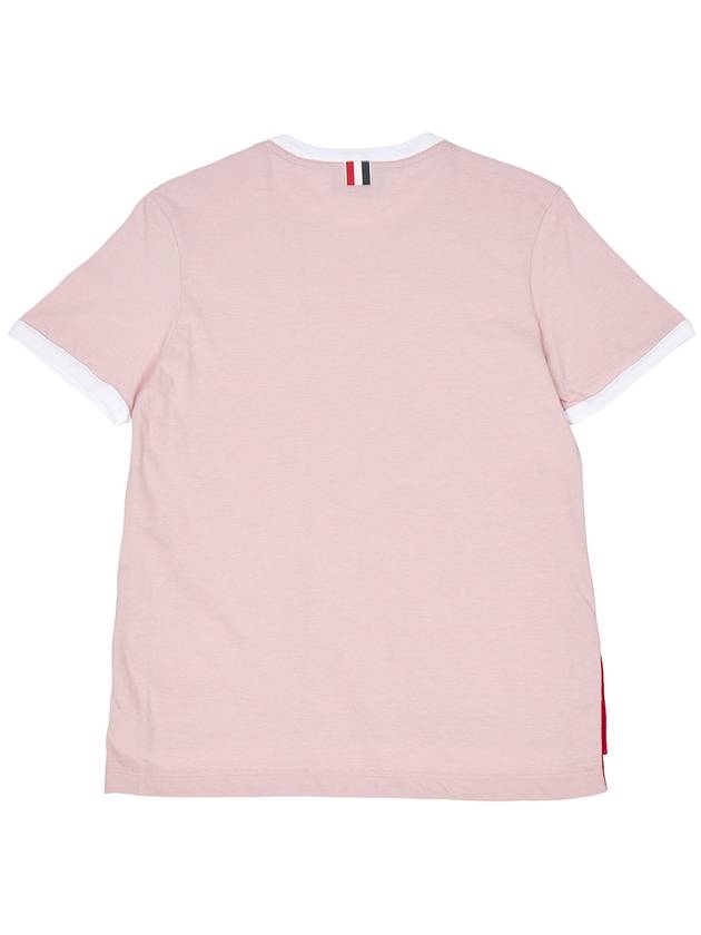 Women's Melange Jersey Ringer Short Sleeve T-Shirt Light Pink - THOM BROWNE - BALAAN 3