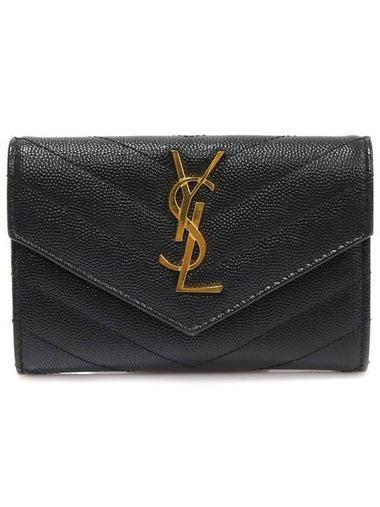 414404 Black Matelasse Monogram Gold Plated Small Envelope Bicycle Wallet - SAINT LAURENT - BALAAN 1