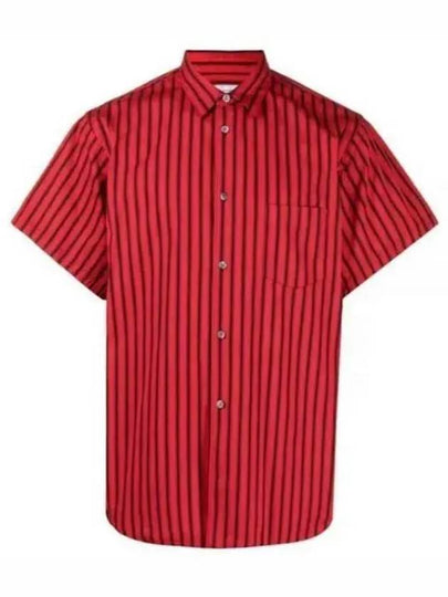 Striped Short Sleeve Shirt Black Red - COMME DES GARCONS - BALAAN 2