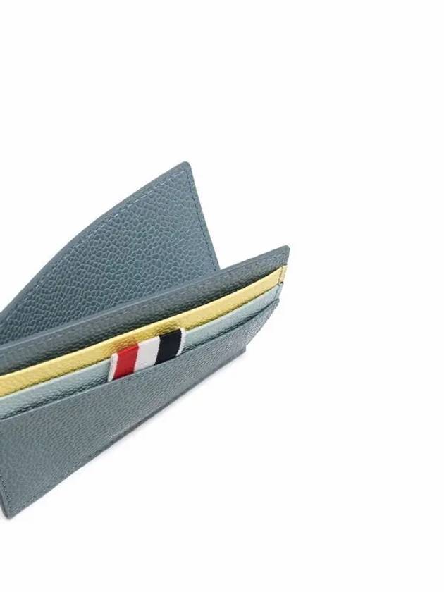 Pebble Grain Leather Card Wallet Blue - THOM BROWNE - BALAAN 4