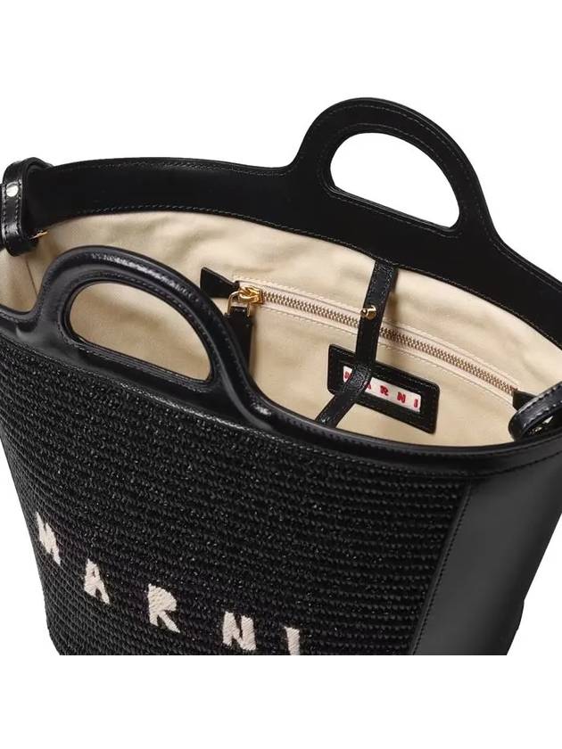 Leather Raffia Tropicalia Tote Bag Black - MARNI - BALAAN 8