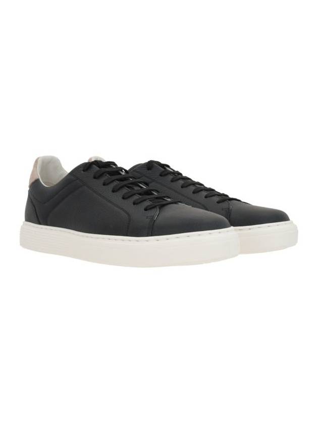 Logo Leather Low Top Sneakers Black - BRUNELLO CUCINELLI - BALAAN 3