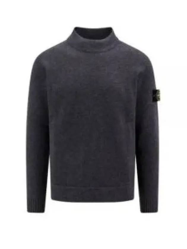 Mock Neck Virgin Wool Knit Top Grey - STONE ISLAND - BALAAN 2