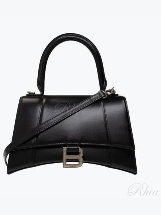 Hourglass Shiny Box Calfskin Small Tote Bag Black - BALENCIAGA - BALAAN 2