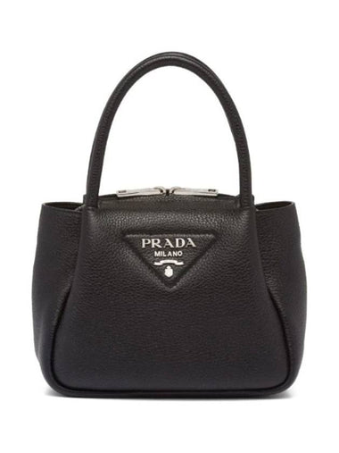 Leather Hand Mini Bag Black - PRADA - BALAAN 1