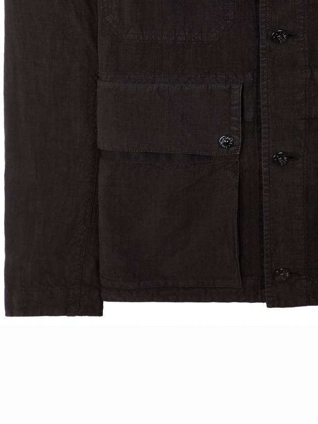 Compass Badge Linen Blend Shirt Jacket Black - STONE ISLAND - BALAAN 6