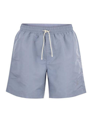 Logo Embroidery Swim Shorts Blue - BRUNELLO CUCINELLI - BALAAN 1