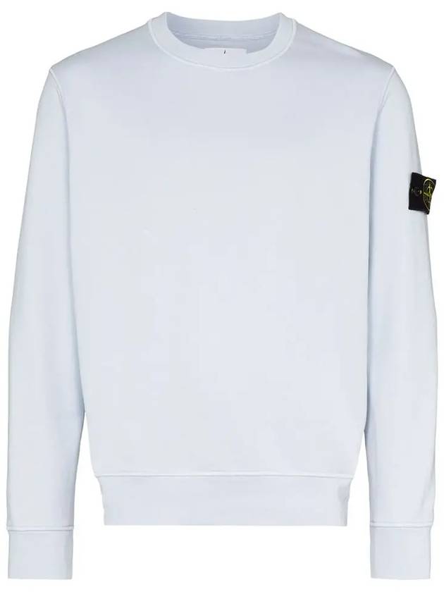 Garment Dyed Cotton Crewneck Sweatshirt Sky Blue - STONE ISLAND - BALAAN 2