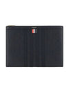 diagonal striped leather clutch bag black - THOM BROWNE - BALAAN 2