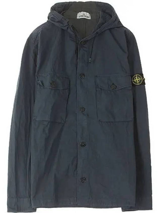 721512408 V0028 Wappen Patch Hooded Shirt Button Jacket Blue Navy Men s TEO 271017 - STONE ISLAND - BALAAN 1