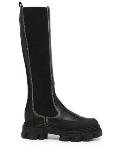 Combat Contrast Stitch Long Chelsea Boots Black - GANNI - BALAAN 2