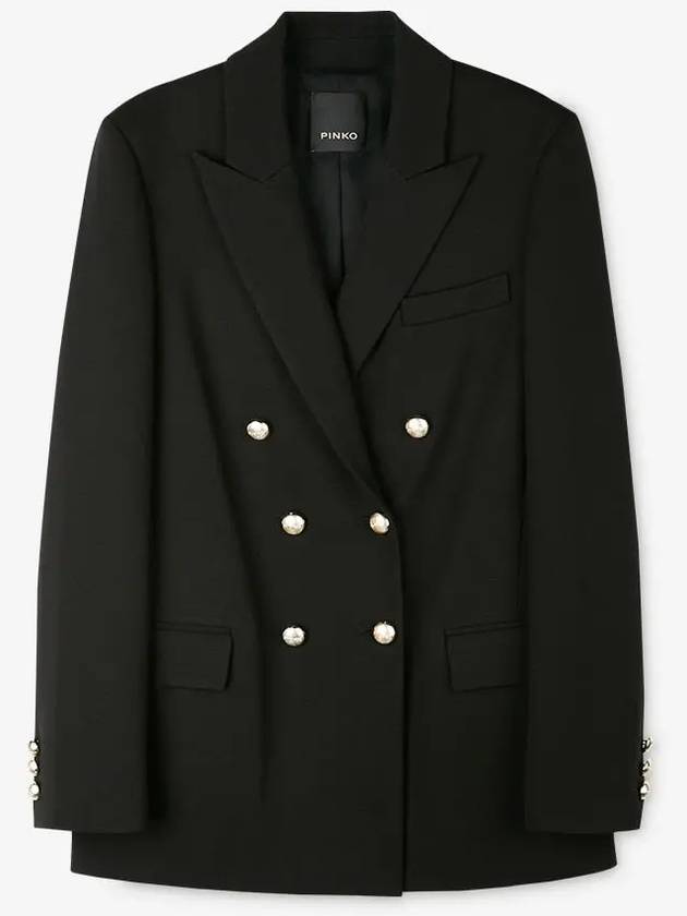 Women's Double Breasted Pocket Jacket Black - PINKO - BALAAN 3